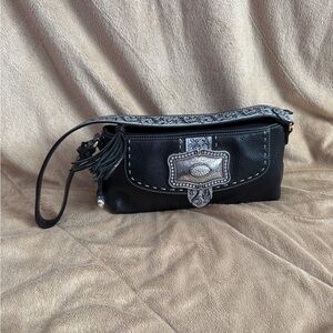 Brighton Black Shoulder Bag with Silver Accents